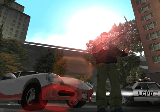 A glowing white hidden package collectible in GTA III's Liberty City