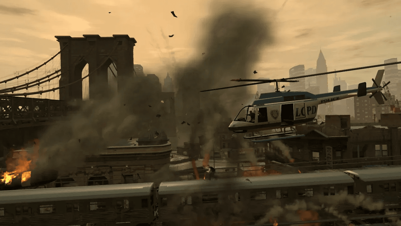 Niko Bellic's cell phone dial pad on a Liberty City street in GTA IV