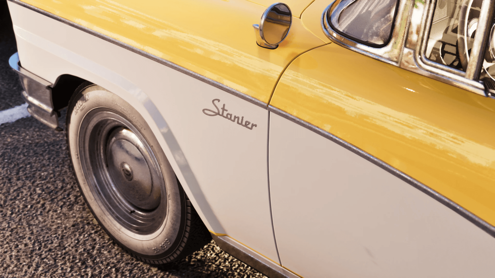 A classic yellow car in Vice City in GTA 6, official screenshot