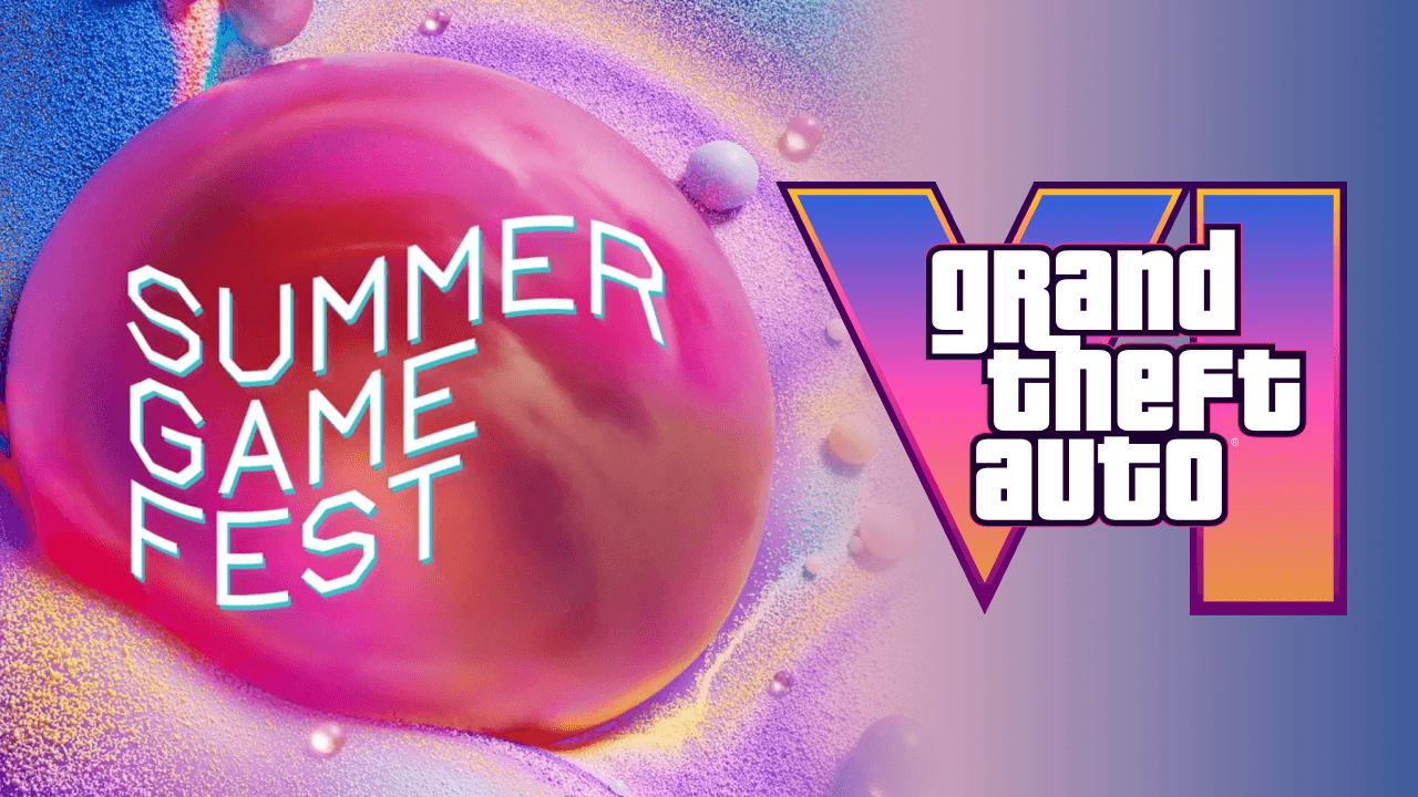 The Summer Game Fest 2026 logo beside the Grand Theft Auto 6 logo on a pink and purple background