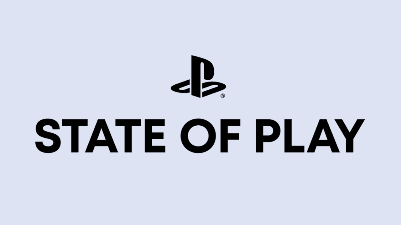 PlayStation State of Play logo on a pale blue background