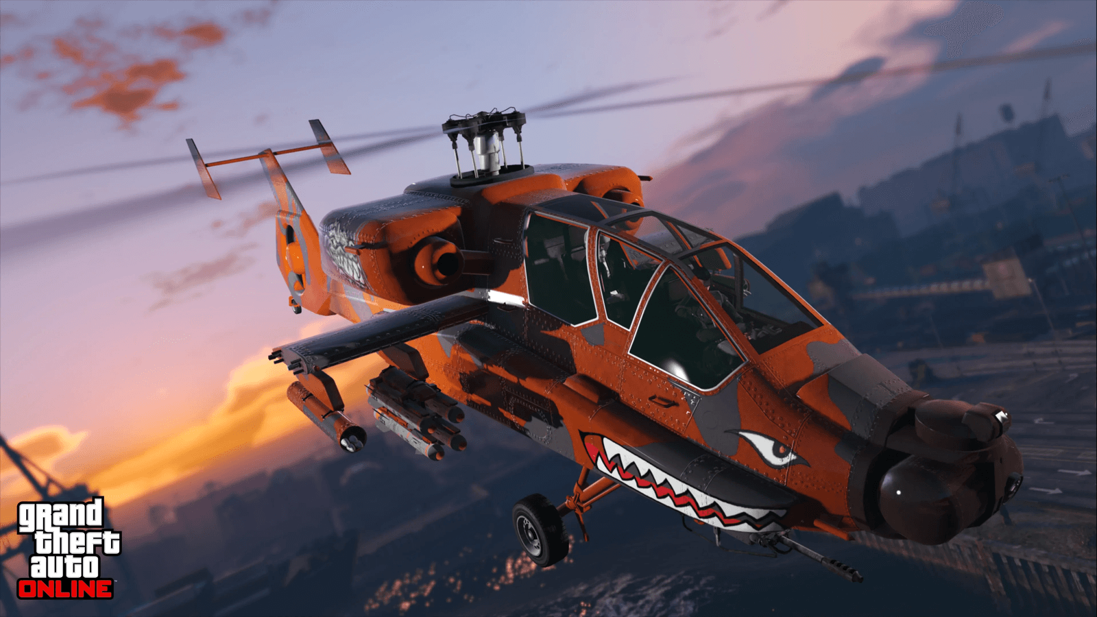 Weaponized vehicles lined up in GTA Online including the Oppressor MK2 and a military tank