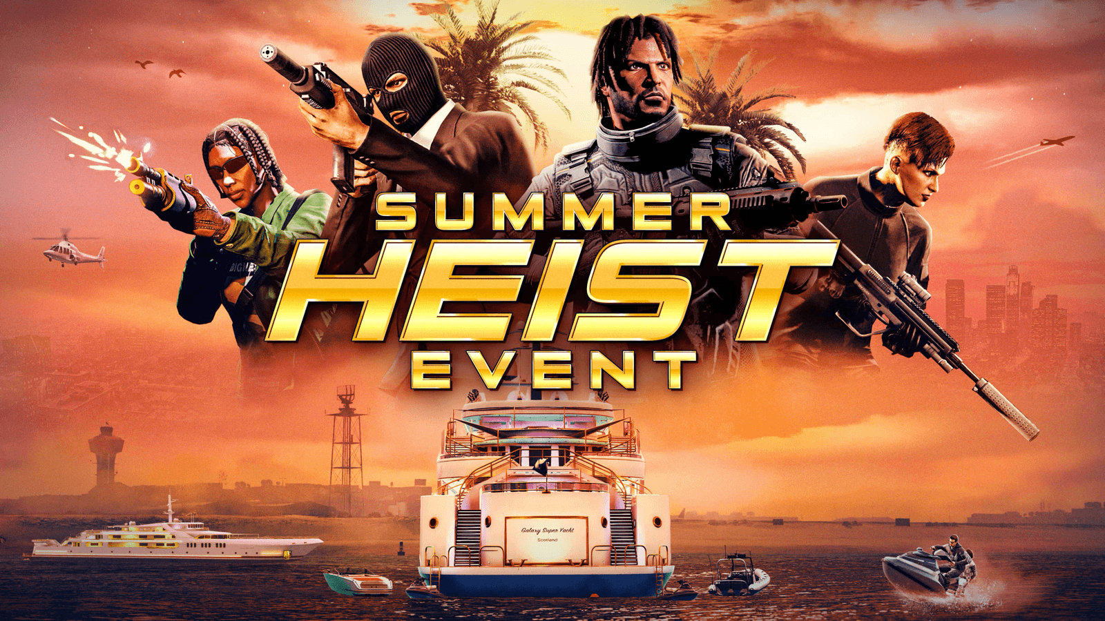 Promotional artwork for the GTA Online Summer Heist Event