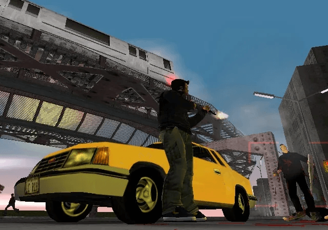 Liberty City street with a Cabbie taxi in GTA III
