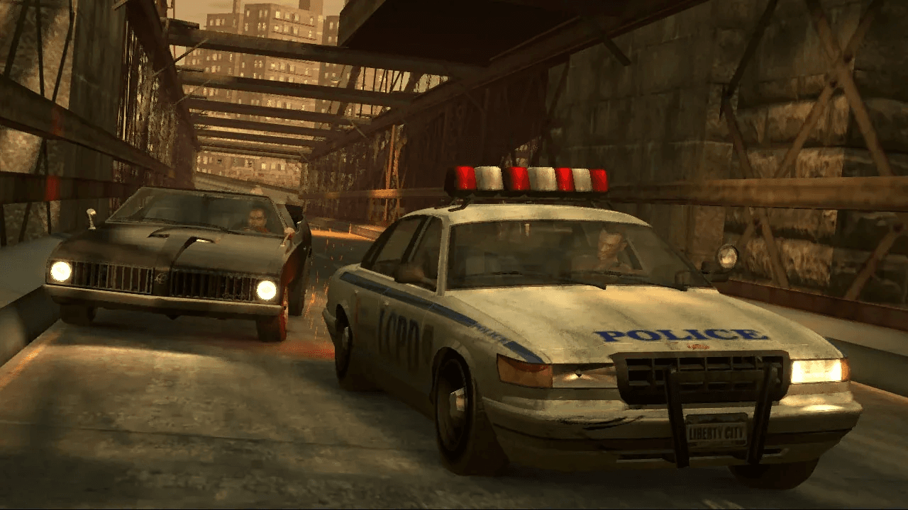 Niko Bellic counting cash beside a stolen sports car in GTA IV