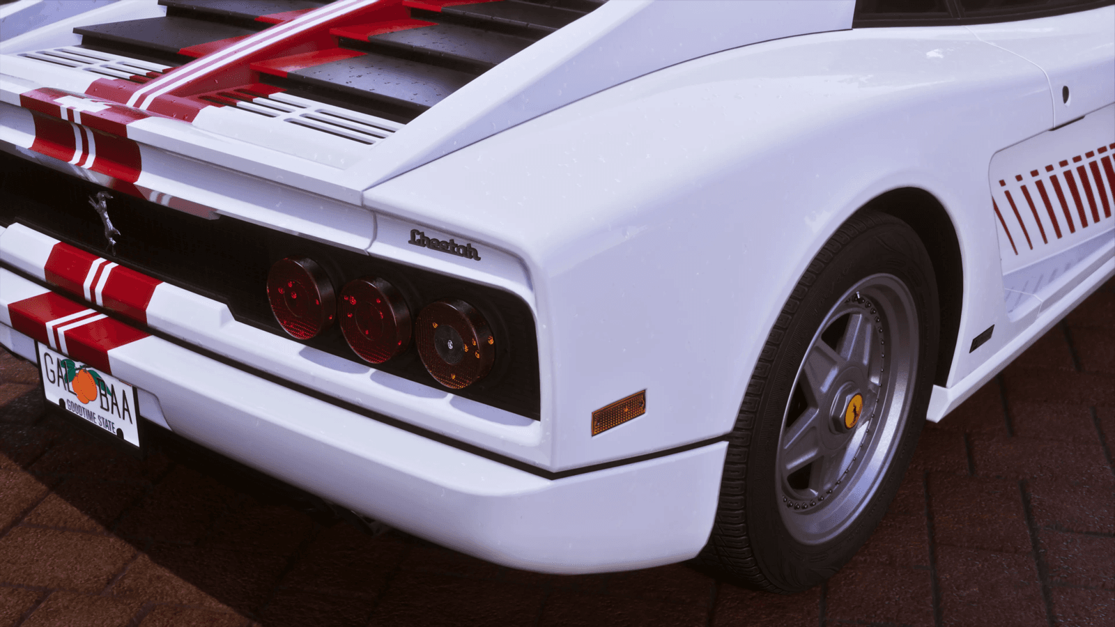A white Grotti Cheetah Classic supercar parked in Vice City in GTA 6
