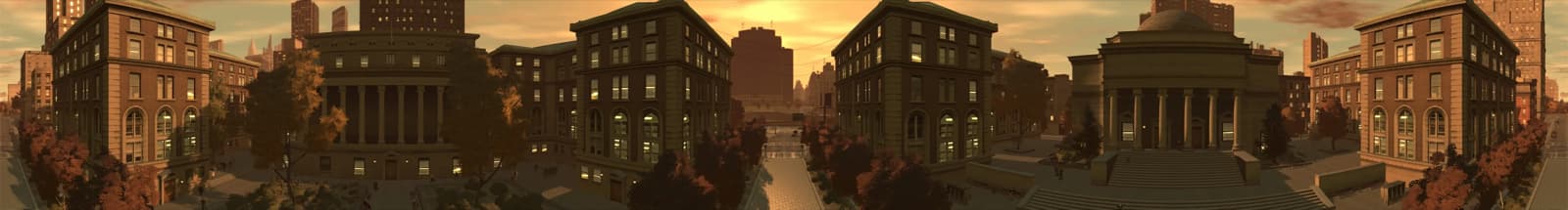 A motorcycle launching off a ramp over Liberty City rooftops in GTA IV