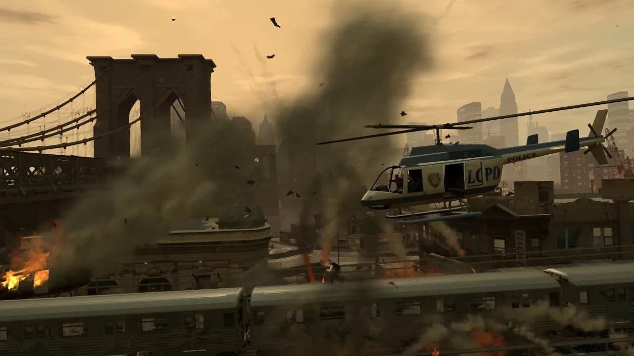Niko Bellic's cell phone dial pad on a Liberty City street in GTA IV