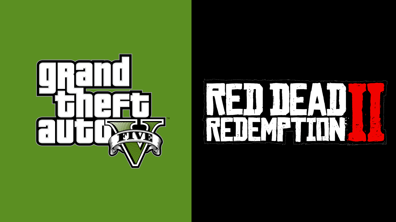 Grand Theft Auto V and Red Dead Redemption 2 logos side by side