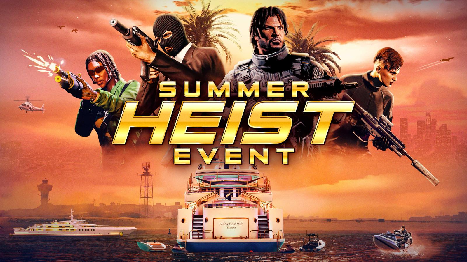 Promotional artwork for the GTA Online Summer Heist Event